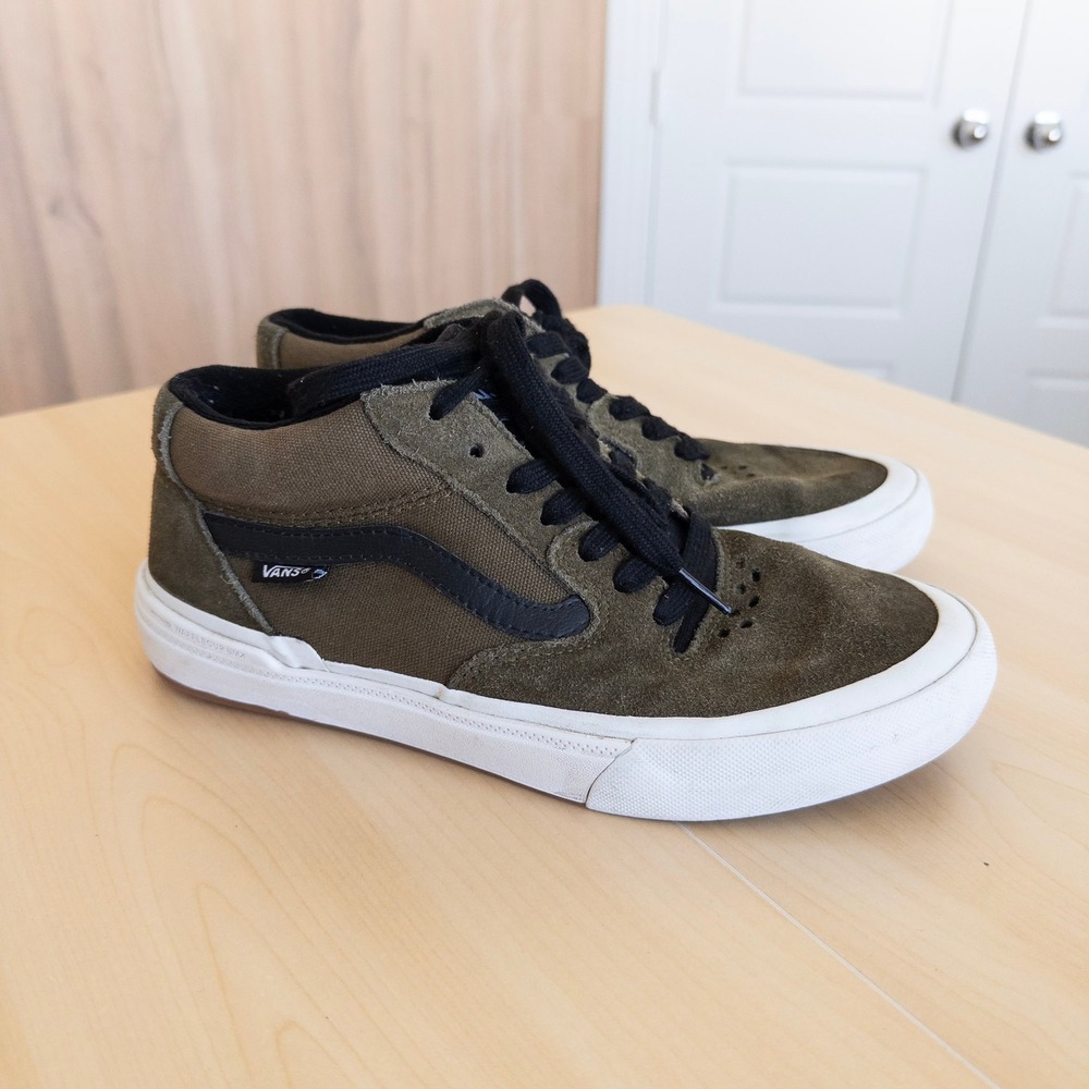 Vans Mens BMX 114 Sneakers M6.5 W8 Green Suede Canvas Wafflecup PopCush Skater